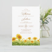 水彩ひまわり結婚の花 招待状 (スタンド正面)