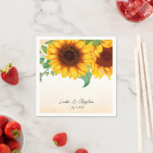 水彩ひまわり結婚の スタンダードカクテルナプキン (インサイチュ)