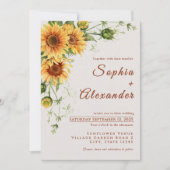 水彩ひまわり結婚式招待状 招待状 (正面)