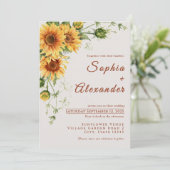 水彩ひまわり結婚式招待状 招待状 (スタンド正面)