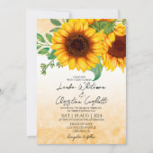 水彩ひまわり結婚式招待状 招待状 (正面)
