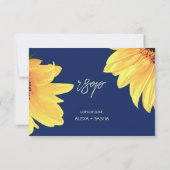 水彩ひまわり結婚花 出欠カード (裏面)