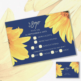 水彩ひまわり結婚花 出欠カード