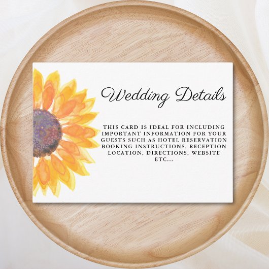 水彩ひまわり結婚詳細 エンクロージャーカード