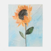 水彩ひまわり絵画の フリースブランケット (正面)