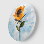 水彩ひまわり絵画の ラージ壁時計 (傾斜)