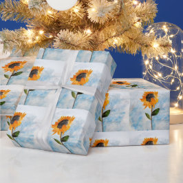 水彩ひまわり絵画模様 ラッピングペーパー