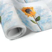 水彩ひまわり絵画模様 ラッピングペーパー (ロールコーナー)