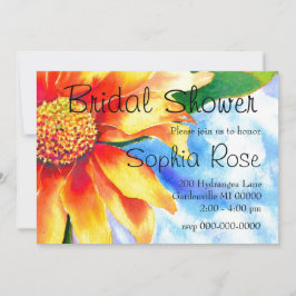 水彩ひまわり絵画 黄色 オレンジ 花 招待状