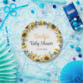 水彩ひまわり緑ベビーシャワー紙P ペーパープレート (パーティー)