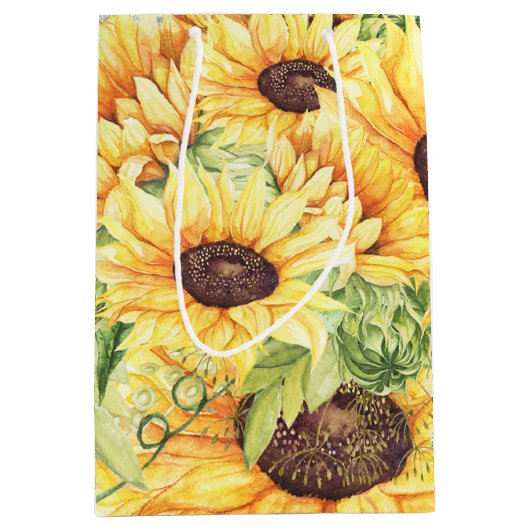 水彩ひまわり緑ミディアム抱き枕 ミディアムペーパーバッグ (正面)