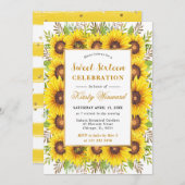 水彩ひまわり縁どのフレーム甘さ16 招待状 (正面/裏面)