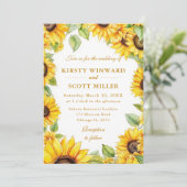 水彩ひまわり縁どのフレーム結婚ズ 招待状 (スタンド正面)