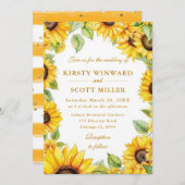 水彩ひまわり縁どのフレーム結婚ズ 招待状 (正面/裏面)