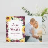 水彩ひまわり縁どフローラの写真 サンキューカード (スタンド正面)