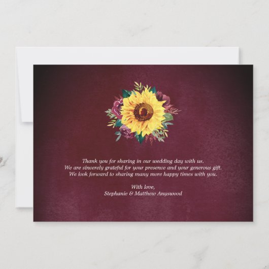 水彩ひまわり縁どフローラの写真 サンキューカード (裏面)