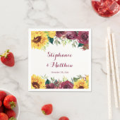 水彩ひまわり縁どフローラ結婚の スタンダードカクテルナプキン (インサイチュ)