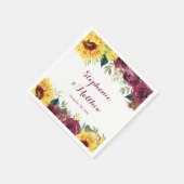 水彩ひまわり縁どフローラ結婚の スタンダードカクテルナプキン (角)