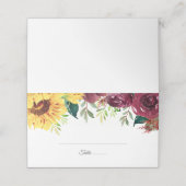 水彩ひまわり縁どフローラ結婚の プレイスカード (外部開封)