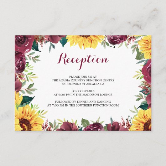 水彩ひまわり縁ど式披露宴 エンクロージャーカード (正面)