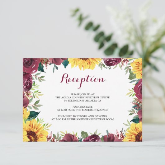 水彩ひまわり縁ど式披露宴 エンクロージャーカード (スタンド正面)