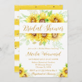 水彩ひまわり縁ど枠ブライダルシャワー 招待状 (正面/裏面)