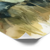 水彩ひまわり花とハイランドカーフ ポスター (コーナー)