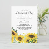 水彩ひまわり花とユーカリベビーブランチ 招待状 (スタンド正面)