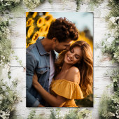 水彩ひまわり花のウェディングフォト セーブザデート