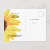 水彩ひまわり花ダークブルーミニマル結婚リスト ポストカード (裏面)
