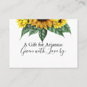 水彩ひまわり花ノーラップブライダルシャワーラベル エンクロージャーカード (裏面)