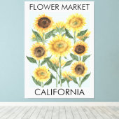 水彩ひまわり花フローラ キャンバスプリント (インサイチュ (ウッドフロア))