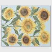 水彩ひまわり花フローラ ラッピングペーパー (フラット)