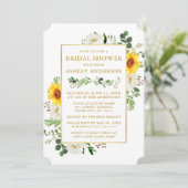 水彩ひまわり花ブライダルシャワー白フローラ 招待状 (スタンド正面)