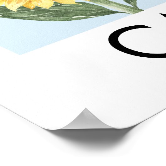 水彩ひまわり花市場フローラウォールアート ポスター (角)