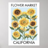 水彩ひまわり花市場フローラウォールアート ポスター (正面)
