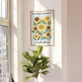 水彩ひまわり花市場フローラウォールアート ポスター