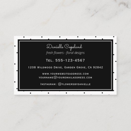 水彩ひまわり花束と水玉模様 名刺 (裏面)