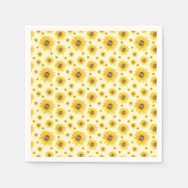 水彩ひまわり花柄 スタンダードカクテルナプキン