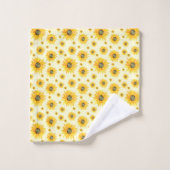 水彩ひまわり花柄 バスタオルセット (ウォッシュタオル)