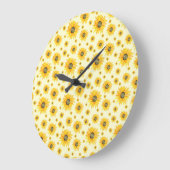 水彩ひまわり花柄 ラージ壁時計 (傾斜)