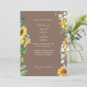 水彩ひまわり茶色結婚色 招待状 (スタンド正面)