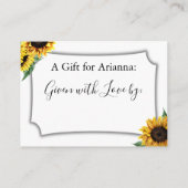 水彩ひまわり表示ブライダルシャワーラベル エンクロージャーカード (裏面)