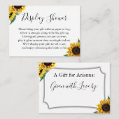 水彩ひまわり表示ブライダルシャワーラベル エンクロージャーカード (正面/裏面)