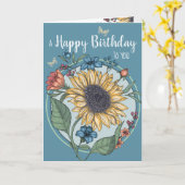 水彩ひまわり誕生日カード カード (黄色い花)