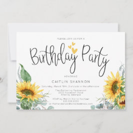 水彩ひまわり誕生日パーティー招待状 招待状