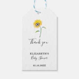 水彩ひまわり赤ちゃんシャワーありがとうシンプル ギフトタグ