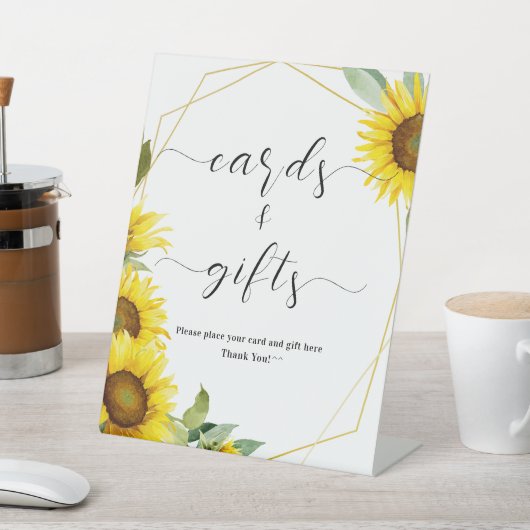 水彩ひまわり赤ちゃんシャワーカード&ギフト 台座サイン (インサイチュ)