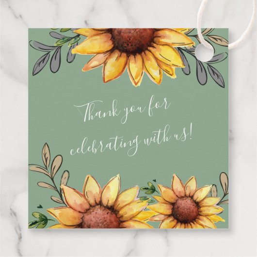 水彩ひまわり赤ちゃんシャワーハグとキス フェイバータグ (裏面)