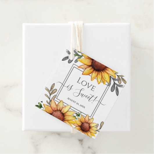水彩ひまわり赤ちゃんシャワー愛は甘い フェイバータグ (インサイチュ)